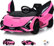 12V Voiture Electrique Enfant Cabriolet Lamborghini de Portes Ciseaux Telecommande Vehicules Rose