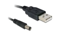 USB kabel til DC 5,5mm X 2,1mm han støpsel, 1m sort