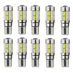 10 PièCes W5W T10 12 V 6000 K 5630 SMD Voiture Ampoule LED Canbus Plaque D'Immatriculation Coin Tournez Singal LumièRe Super Brillant Blanc