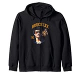 Bruce Lee The Dragon Wearing Shades Face Closeup Retro Zip Hoodie