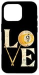 Coque pour iPhone 16 Pro Snooker table de billard boules de billard "LOVE" billard