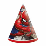 Procos- Marvel Spider-Man Crime Fighter Lot de 6 Casquettes Coniques en Papier FSC, 35125, Multicolore, Taille Unique