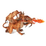 Papo - Grande figurine - Dragon à Deux Têtes Or 38938, Jouet pour Enfants, 19,5 cm, Trésor du Monde Fantastique, Sculpture Détaillée pour Petits Explorateurs dès 3 Ans