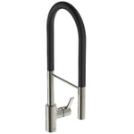 Ideal Standard - Gusto, Mitigeur monocommande professionnel pour évier de cuisine, Bouche haute tubulaire avec douchette pivotante et amovible multifonction avec siège magnétique, Silver Storm