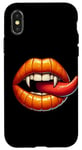 Coque pour iPhone X/XS Orange Lips Citrouille Bouche Amusante Halloween Garçons Filles Enfants