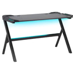 Bureau Table Gamer Noir Look Futuriste Eclairage led Multicolore Ideal Pour Sessions Gaming Jeux Vidéos Confortables Beliani