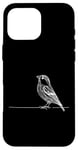 Coque pour iPhone 16 Pro Max Line Art Oiseau et Ornithologue Pin Siskin