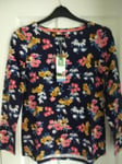 JOULES HARBOUR JERSEY TOP PRINT in NAVY MULTI FLORAL. UK 10, EUR 38. BNWT