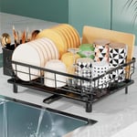 LIONONLY Dish Drainer Rack with Drip Tray,Detachable Large Dish Drying Rack for Kitchen,Stainless Steel Draining Board Rack with Utensil Holder,Swivel Drainage Spout,Kitchen Sink Drainer Rack