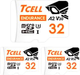 Lot De 3 Cartes Mémoire Microsdxc Haute Endurance 32 Go Avec Adaptateur Pour Caméras Embarquées, Surveillance À Domicile, Vidéosurveillance \U2013 A2, Uhs-I U3, V30, 4K, Carte Micro Sd,