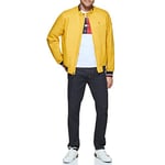 Tommy Hilfiger Men's Lightweight Varsity Rib Knit Bomber Jacket Shell, Yellow Poly, L