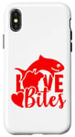 Coque pour iPhone X/XS Love Bites Funny Valentines Shark Apple Bite, maman, papa, enfants