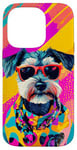 Coque pour iPhone 14 Pro Figurine schnauzer miniature tendance et colorée Pop Art