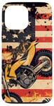 Coque pour iPhone 13 Pro Max Drapeau américain Art déco jaune pour moto Dirt Bike Braap