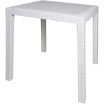 Dmora - Table d'extérieur Agrigento, Table de jardin carrée, Table basse fixe effet rotin, 100% Made in Italy, Cm 80x80h72, Blanc