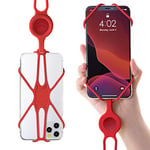 Laniere Tour de Cou de Telephone Portable en Silicone, Cordon Collier Taille Universelle pour Smartphone iPhone 11 Pro Max XR XS Max X 8 7 Plus Samsung Galaxy S10 S9 S8 Note 9 Pixel Huawei- Rouge