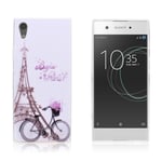 Sony Xperia XA1 uniikki suojakuori - Eiffel torni ja polkupyörä Monivärinen