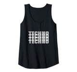 Womens Techno Music Blurry Text Rave Party Hard Dance Graphic Tank Top