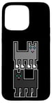 Coque pour iPhone 15 Pro Max Gris et noir Pixel Art Cats mignon pixel chat chaton rétro