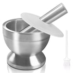 Pestle and Mortar Set Sopito Stainless Steel Mortar Bowl and Pestle with Lid a