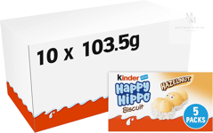 Kinder Happy Hippo Hazelnut Biscuit Bars, Pack of 10 x 103.5g, Chocolate Gift