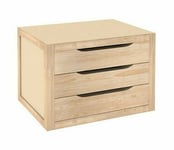 Commode Bois Massif Naturel Peindre 3 Tiroirs Astigarraga 39x30x29