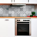 12 Stickers adhésifs carrelages | Sticker Autocollant Carreaux de ciment - Mosaïque carrelage mural salle de bain et cuisine | Carreaux de ciment adhésif mural - azulejos - 20 x 20 cm - 12 pièces