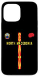 Coque pour iPhone 13 Pro Max Drapeau et silhouette carte de la Macédoine du Nord, emblème national