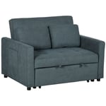 HOMCOM 2 Seater Sofa Bed Convertible Bed Settee with Cushions, Pockets, Grey