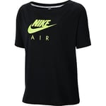 Nike W Nsw Air Top Ss Bf T-Shirt - Black/(Volt), Large