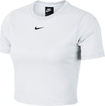 Nike W NSW ESSNTL Top SS Crop GX T-Shirt Femme White/Black FR : 2XL (Taille Fabricant : 2XL)