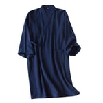 Men’s Cotton Kimono Bathrobe Dressing Gowns for Mens Lightweight Kimono Dressing Gown Long Bathrobe Pajamas Half-Sleeved Nightwear Sleepwear Nightgown with Pocket for Spa Hotel Robe Gym Shower Holiday