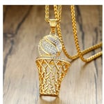 Hip Hop Iced Out Basketball entrant cadre pendentif collier hommes couleur or en acier inoxydable collier de sport