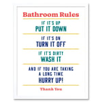 Funny Bathroom Rules Art Toilet Rules Sign Wall Art Art Print Framed Poster Wall Decor 12x16 inch