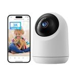 SwitchBot Caméra de sécurité domestique 5 MP – Caméra panoramique 3K Super HD, prise Wi-Fi 2,4 GHz pour moniteur bébé/animal de compagnie, suivi de mouvement à 360°, IA humain/animal, mode