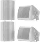 Etanche Enceintes D'Extérieur 5.25 Pouces Avec 300 Watts De Basses Puissantes,Couverture Sonore Stéréo À Large Plage,Durabilité Par Tous Les Temps (2 Paires,Blanc)