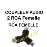 Adaptateur 2 RCA Femelle vers 1 RCA Femelle en Y Capot Plastique