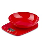 Girmi PS0102 Balance de cuisine, plastique, 1 gr/5 kg, écran LCD 45 x 22 mm, auto-marquage, fonction TARA, rouge