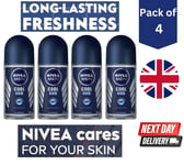 4 x NIVEA Men Cool Kick 50ml Roll-On Ultimate 48h Freshness & Dry Feel