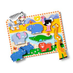 Melissa & Doug Puzzle À Grosses Pièces en Bois Safari,Cadeau pour enfants de 2 3 4 ans, Jouets d'éveil et 1er âge, Jouets d'activité et de développement, Jouet éducatif, Jouet classique en bois