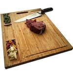 Bamboo Cutting Board Kitchen, Extra Large Chopping Board with Built-in