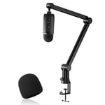 Blue Yeti Mic Stand with Blue Yeti Pop Filter - Microphone Boom Arm, Hidden Cables, Blue Yeti Microphone Arm with Microphone Cover Foam for Studio, Podcaster, Streaming by YOUSHARES