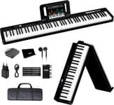 Pliable Piano Numérique 88 Touches avec Batterie de 1750mAh semi-lestées Pédale de Sustain MIDI avec support de partitions Bluetooth Sacs pour Piano Câble audio Casque