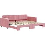 Lit de jour avec lit gigogne rose 90x200 cm velours Vidaxl Rose