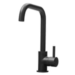 Liquida W10BL D-Shape Swivel Spout Monobloc Single Lever Black Kitchen Mixer Tap