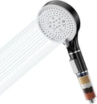 Pommeau de Douche, Douchette avec Filtre, Pommeau de Anti Calcaire Douche Haute Pression, Pommeau Douche avec 5 Modes, Douchette Douche Salle de Bain à Effet Pluie, Facile à Installer, Noir