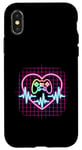 Coque pour iPhone X/XS Gamer Heartbeat Vaporwave Retro Console Player années 90