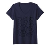 Womens Climbing Vine Leaves Black Cut Out V-Neck T-Shirt