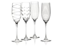 Mikasa Cheers Flûtes à Champagne en Cristal, lot de 4, Motifs Élégants, 250ml