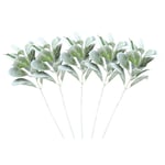 DOITOOL 5pcs Artificial Plants Flower Bouquet Flocked Rabbit Ear Leaf Fake Eucalyptus Leaves Stems Vase Filler Ornament For Wedding Garden Balcony Farmhouse (Green)